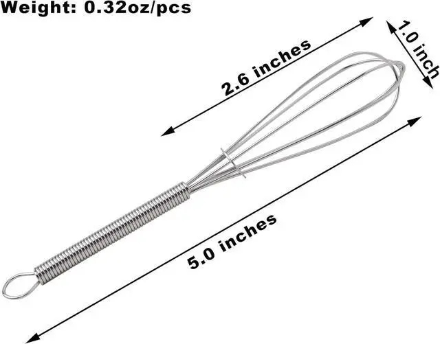 Alt view image 2 of 6 - CHuangQi 5 Inch Endurance Stainless Steel Mini Whisk/Egg Beater, Set of 12