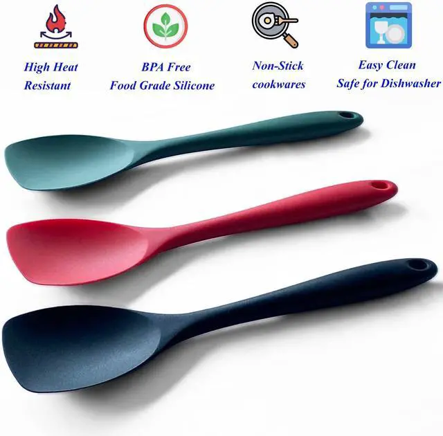 Alt view image 3 of 7 - 3-Piece Silicone Spatula Set, Heat Resistant Non-Stick Spoonula
