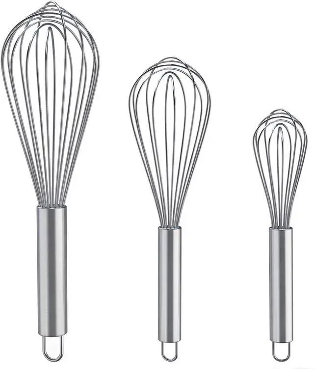 Main image of Whisks for Cooking, 3 Pack Stainless Steel Whisk for Blending, Whisking, Beating and Stirring, Enhanced Version Balloon Wire Whisk Set, 8"+10"+12"