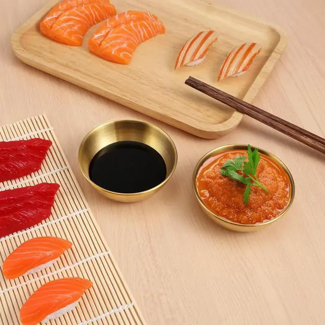 Alt view image 5 of 7 - FRCOLOR Stainless Steel Sauce Dish 2 Pack 3.14 inch Miniature Dishes for Soy Sauce Condiment Seasoning Appetizer Plates Serving Tray for Home Restaurant Catering
