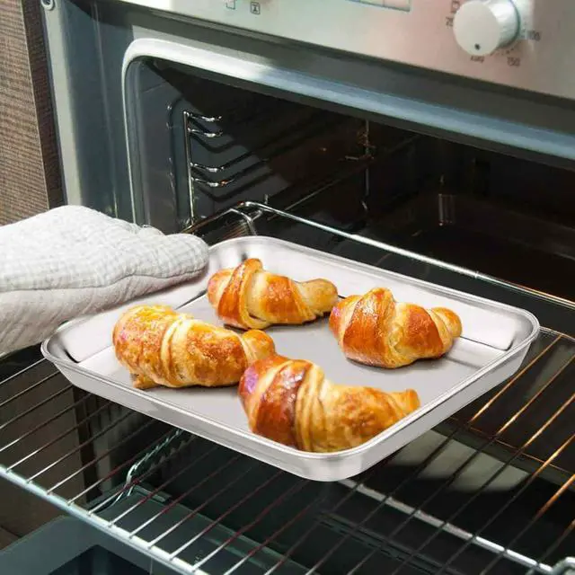 Alt view image 5 of 7 - TeamFar Stainless Steel Toaster Oven Pan Tray Ovenware, 9.3" x7" x1"