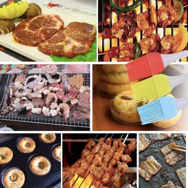 Alt view image 4 of 5 - Silicone Basting Pastry & BBQ Brush Set - Uniwit 5 PCS Silicone BBQ Pastry Oil Brush Turkey Baster,Barbecue Utensil use for Grilling and Marinating (6.89" * 1.28"(L*W))