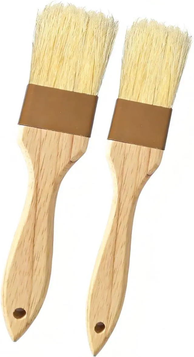 Main image of Pastry Basting Brush - Food Grade, No Shedding Natural Bristle, Heat Resistant Wooden Handle, Durable Kitchen Tool for Baking, Cooking, Butter, Egg Wash, Glazing, Oil, Sauce (1" & 1.5")