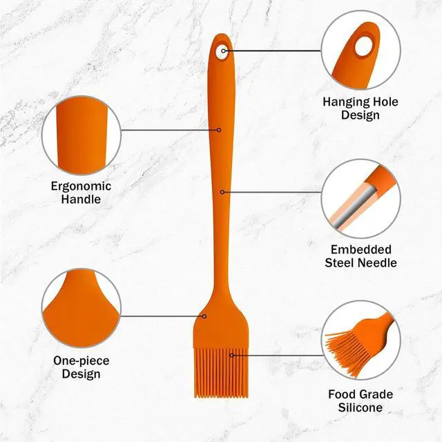 Alt view image 6 of 7 - Craebuer Silicone Basting Pastry Brushes, 5 Pack Heat Resistant Cooking Brush for Oil Butter Sauce, Food Brush for BBQ Grill Barbeque Kitchen Baking Cooking
