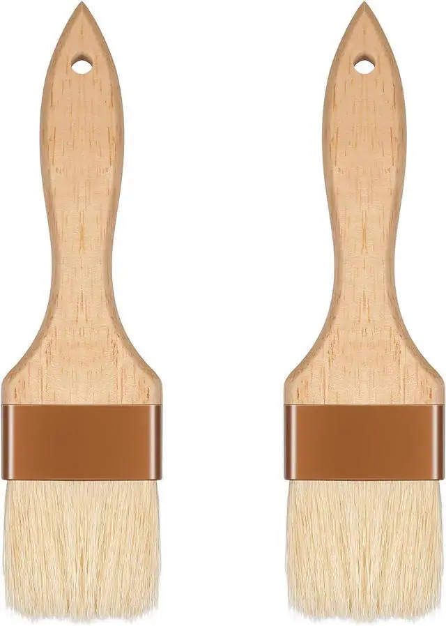 Main image of 2 Pcs 2 inch Pastry Brush Bristle Basting Brushes Cooking Baking BBQ Oil Brush Food Brushes for Cooking Butter Oil Egg Marinade Grilling Durable Kitchen Marinade Butter Culinary Utensil