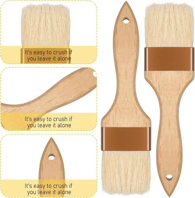 Alt view image 3 of 7 - 2 Pcs 2 inch Pastry Brush Bristle Basting Brushes Cooking Baking BBQ Oil Brush Food Brushes for Cooking Butter Oil Egg Marinade Grilling Durable Kitchen Marinade Butter Culinary Utensil