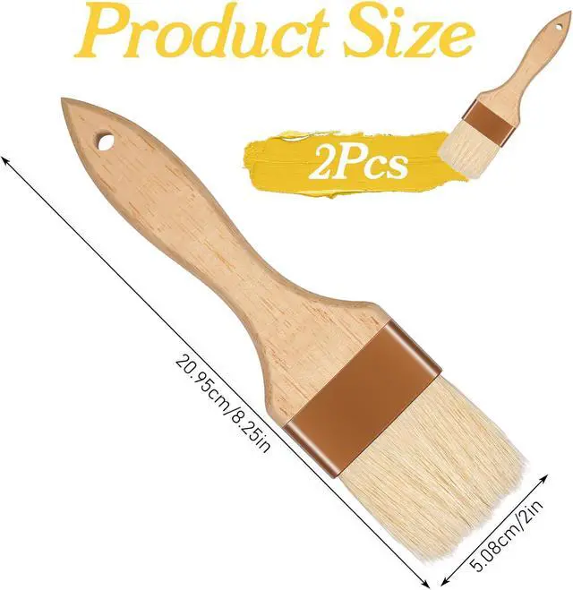Alt view image 2 of 7 - 2 Pcs 2 inch Pastry Brush Bristle Basting Brushes Cooking Baking BBQ Oil Brush Food Brushes for Cooking Butter Oil Egg Marinade Grilling Durable Kitchen Marinade Butter Culinary Utensil