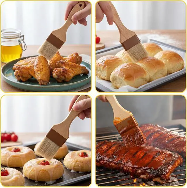 Alt view image 4 of 7 - 2 Pcs 2 inch Pastry Brush Bristle Basting Brushes Cooking Baking BBQ Oil Brush Food Brushes for Cooking Butter Oil Egg Marinade Grilling Durable Kitchen Marinade Butter Culinary Utensil