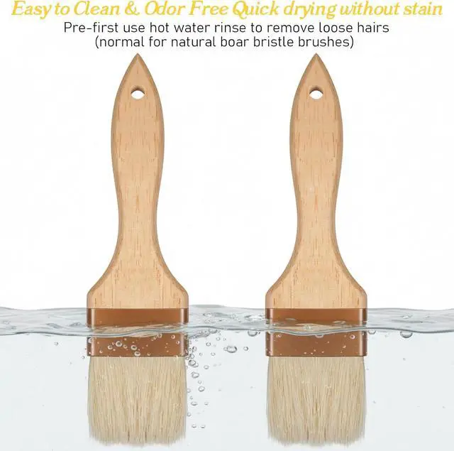 Alt view image 6 of 7 - 2 Pcs 2 inch Pastry Brush Bristle Basting Brushes Cooking Baking BBQ Oil Brush Food Brushes for Cooking Butter Oil Egg Marinade Grilling Durable Kitchen Marinade Butter Culinary Utensil