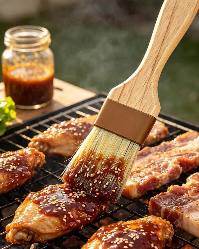 Alt view image 7 of 7 - Pastry Basting Brush - Food Grade, No Shedding Natural Bristle, Heat Resistant Wooden Handle, Durable Kitchen Tool for Baking, Cooking, Butter, Egg Wash, Glazing, Oil, Sauce (1" & 1.5")