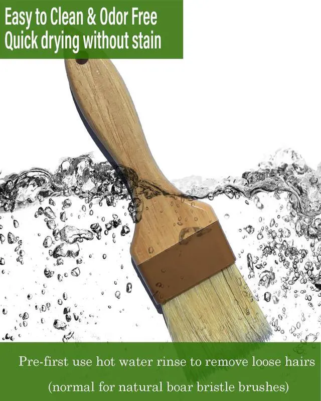 Alt view image 4 of 7 - Pastry Basting Brush for Baking and Cooking - Natural Boar Bristle, Wood Handle, Food-Grade & Heat-Resistant, Non-Shedding, Ideal for Butter, Egg Wash, Oil, Sauce, Marinade, BBQ & Glazing