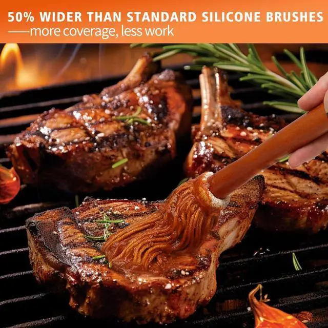 Alt view image 2 of 7 - 12" BBQ Sauce Basting Mops & Brushes for Roasting or Grilling, Apply Barbeque, Marinade or Glazing, Cotton Fiber Head and Hardwood Handle, Dish Mop Style, Perfect for Cooking or Cleaning - Pack of 3