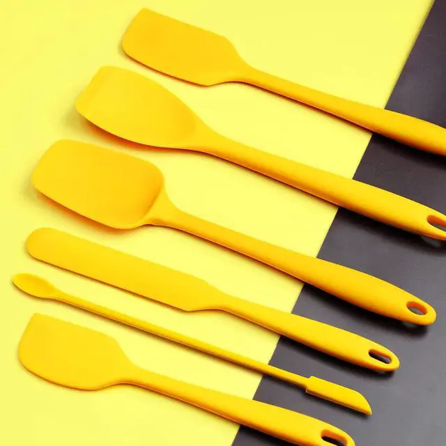 Alt view image 3 of 7 - Tomorotec Silicone Spatulas Set 6Pc Heat Resistant Baking Cooking Yellow