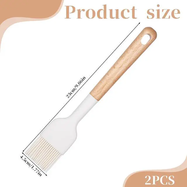 Alt view image 2 of 7 - Silicone Basting Pastry Brushes, 2 Pcs Heat Resistant Pastry Brush with Wooden Handle, Oil Brush Food Cooking Brushes Kitchen Utensils for BBQ, Butter, Sauce, Marinade, Baking, Grill Dishwasher Safe