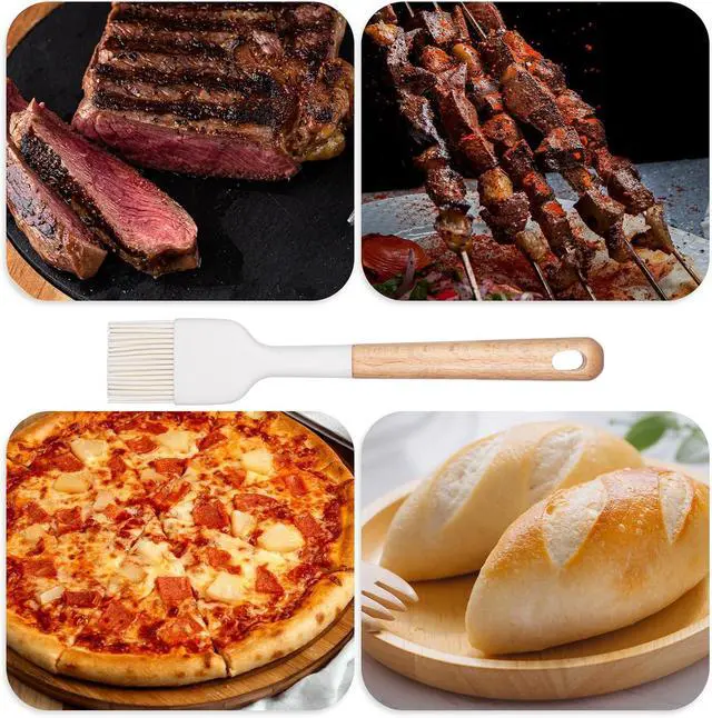 Alt view image 4 of 7 - Silicone Basting Pastry Brushes, 2 Pcs Heat Resistant Pastry Brush with Wooden Handle, Oil Brush Food Cooking Brushes Kitchen Utensils for BBQ, Butter, Sauce, Marinade, Baking, Grill Dishwasher Safe