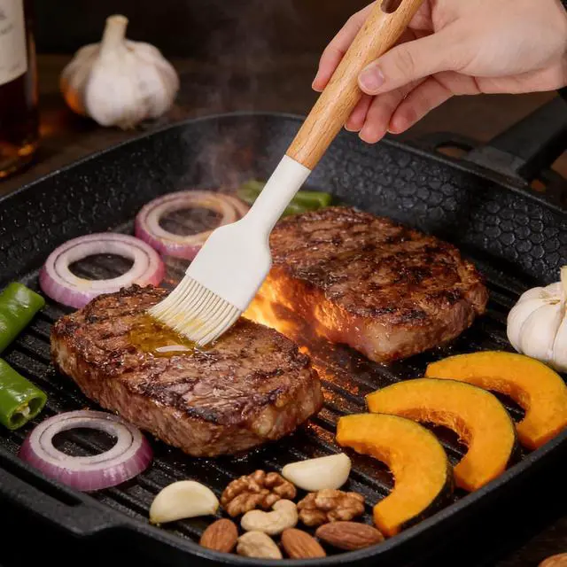 Alt view image 6 of 7 - Silicone Basting Pastry Brushes, 2 Pcs Heat Resistant Pastry Brush with Wooden Handle, Oil Brush Food Cooking Brushes Kitchen Utensils for BBQ, Butter, Sauce, Marinade, Baking, Grill Dishwasher Safe