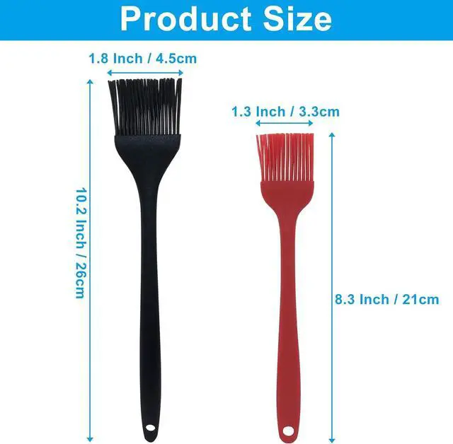 Alt view image 3 of 5 - Hitefu Silicone Pastry Brushes, 2 Pcs, Black + Red