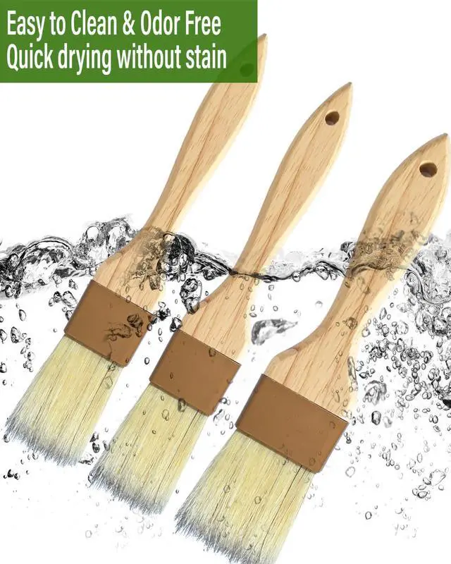 Alt view image 3 of 6 - Pastry Basting Brush Natural Bristle - Food Grade Wooden Handle, Heat Resistant, Non-Shedding & Durable Kitchen Utensils for Cooking, Baking, Butter, BBQ, Oil Sauce & Egg Wash (1", 1.5", 3 Pack)