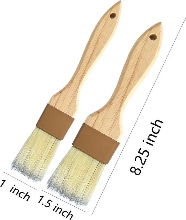 Alt view image 5 of 6 - Pastry Basting Brush Natural Bristle - Food Grade Wooden Handle, Heat Resistant, Non-Shedding & Durable Kitchen Utensils for Cooking, Baking, Butter, BBQ, Oil Sauce & Egg Wash (1", 1.5", 3 Pack)