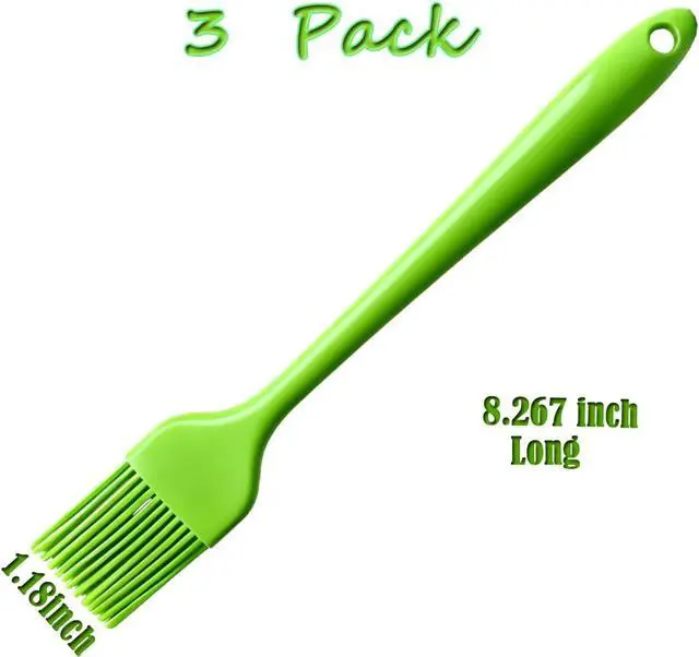 Alt view image 2 of 4 - Green Silicone Pastry Basting Brush - Food Grade BPA Free, Heat Resistant Up to 660°F/315°C, Dishwasher Safe Cooking Brush for Baking, BBQ, Grilling, Sauce,Butter,Cake & Bread