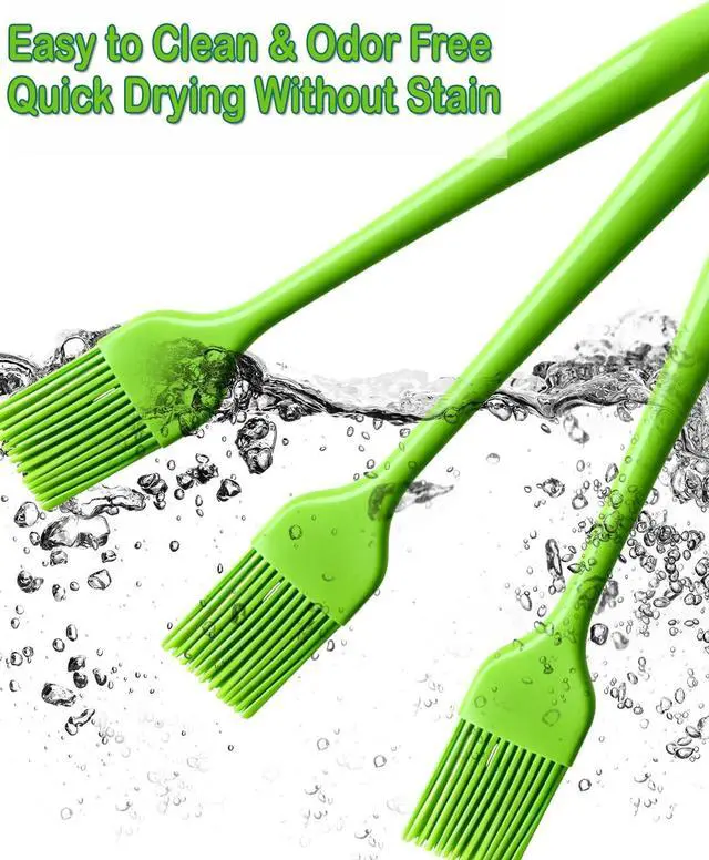 Alt view image 3 of 4 - Green Silicone Pastry Basting Brush - Food Grade BPA Free, Heat Resistant Up to 660°F/315°C, Dishwasher Safe Cooking Brush for Baking, BBQ, Grilling, Sauce,Butter,Cake & Bread