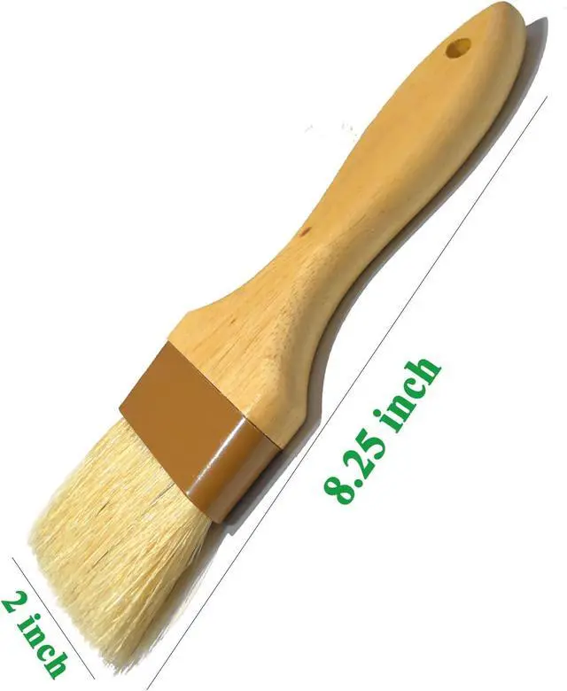 Alt view image 3 of 6 - Pastry Basting Brush for Cooking and Baking 2",Natural Boar Bristle Food Grade,Heat-resistant,Non Shedding for Oil and Sauce, Butter,Egg Wash,Marinades,Flour,BBQ,Barbecue,Meat,Turkey Baster Brush