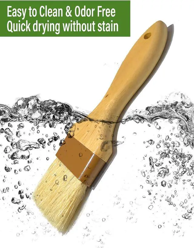 Alt view image 2 of 6 - Pastry Basting Brush for Cooking and Baking 2",Natural Boar Bristle Food Grade,Heat-resistant,Non Shedding for Oil and Sauce, Butter,Egg Wash,Marinades,Flour,BBQ,Barbecue,Meat,Turkey Baster Brush