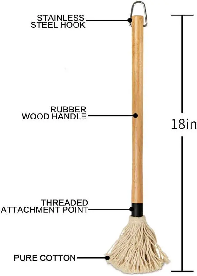 Alt view image 3 of 5 - YFWOOD 18 Inch BBQ Mop Sauce Brushes Basting Brush Evenly Sauce Mop
