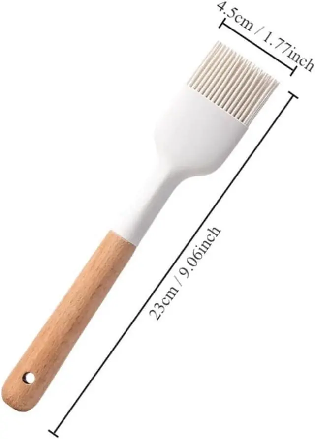Alt view image 5 of 7 - 2Pcs Silicone Oil Brush with Wooden Handle,Durable Basting Brush Pastry Brush,Easy to Clean,White Food Brushes for Cooking Baking Grilling