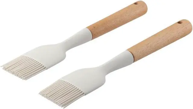 Alt view image 6 of 7 - 2Pcs Silicone Oil Brush with Wooden Handle,Durable Basting Brush Pastry Brush,Easy to Clean,White Food Brushes for Cooking Baking Grilling
