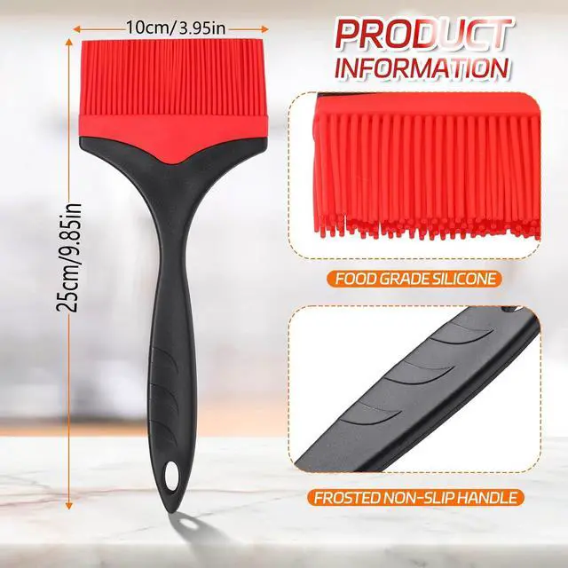 Alt view image 2 of 7 - Large Silicone Basting Pastry Brush - 3.95inch Extra Wide Silicone Basting Brush for Grilling,Heat Resistant Brushes Spread Oil Butter Sauce for Cooking Baking BBQ,Dishwasher Safe,Set of 2