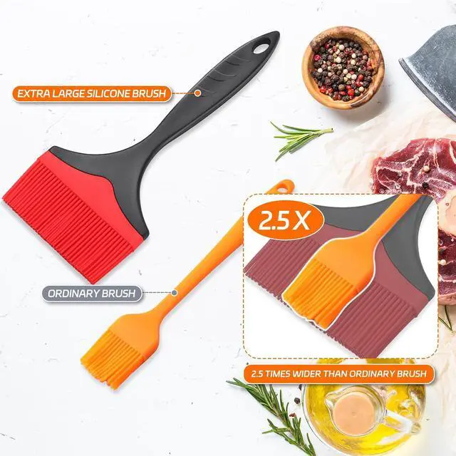 Alt view image 6 of 7 - Large Silicone Basting Pastry Brush - 3.95inch Extra Wide Silicone Basting Brush for Grilling,Heat Resistant Brushes Spread Oil Butter Sauce for Cooking Baking BBQ,Dishwasher Safe,Set of 2