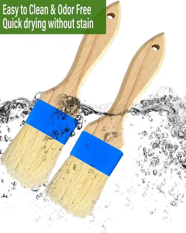 Alt view image 4 of 7 - Pastry Basting Brush - Food Grade, Non-Shedding Natural Bristle, Heat Resistant Wooden Handle, Durable Kitchen Tool for Baking, Cooking, Butter, Egg Wash, Glazing, Oil, Sauce (Set of 2, 1.5", Blue)