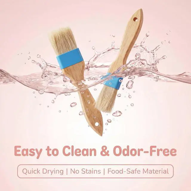 Alt view image 2 of 7 - Food Brushes Heat Resistant Wooden Handle Pastry Brushes for Baking BBQ Brush Pastry Basting Brush for Cooking Butter Egg Wash Glazing Oil Sauce (1/1.5-2PCS)