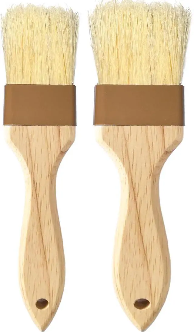 Main image of 2" & 1.5" Non-Shedding Natural Boar Bristle Pastry & Basting Brush - Food-Grade, Heat-Resistant Cooking Gadgets for Baking, Grilling, Butter, Egg Wash, Oil, Sauce, Marinade, Roasting,Coffee