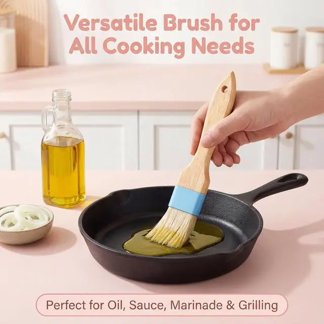 Alt view image 3 of 7 - Food Brushes Heat Resistant Wooden Handle Pastry Brushes for Baking BBQ Brush Pastry Basting Brush for Cooking Butter Egg Wash Glazing Oil Sauce (1/1.5-2PCS)