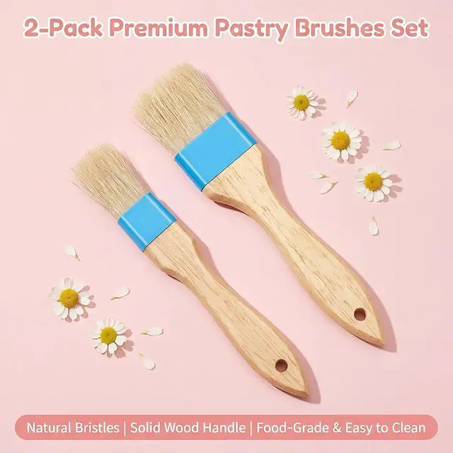 Alt view image 5 of 7 - Food Brushes Heat Resistant Wooden Handle Pastry Brushes for Baking BBQ Brush Pastry Basting Brush for Cooking Butter Egg Wash Glazing Oil Sauce (1/1.5-2PCS)