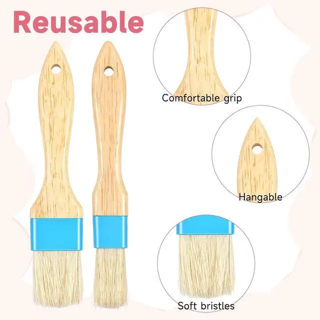 Alt view image 6 of 7 - Food Brushes Heat Resistant Wooden Handle Pastry Brushes for Baking BBQ Brush Pastry Basting Brush for Cooking Butter Egg Wash Glazing Oil Sauce (1/1.5-2PCS)