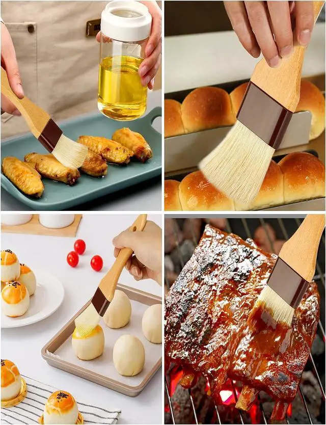 Alt view image 6 of 6 - Pastry Basting Brush Natural Bristle - Food Grade Wooden Handle, Heat Resistant, Non-Shedding & Durable Kitchen Utensils for Cooking, Baking, Butter, BBQ, Oil Sauce & Egg Wash (1", 1.5", 3 Pack)