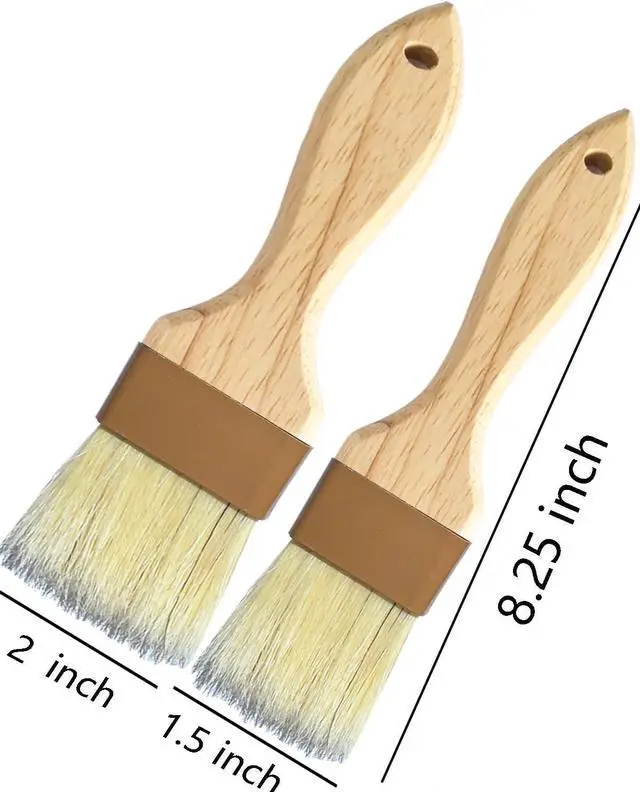 Alt view image 5 of 6 - 2" & 1.5" Non-Shedding Natural Boar Bristle Pastry & Basting Brush - Food-Grade, Heat-Resistant Cooking Gadgets for Baking, Grilling, Butter, Egg Wash, Oil, Sauce, Marinade, Roasting,Coffee