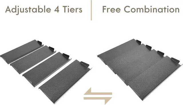 Alt view image 4 of 6 - Spice Drawer Organizer for Kitchen, Adjustable Expandable Spice Rack Tray Insert 4 Tiers for Cabinet Drawer, 12.8" Wide x 17.5" Deep