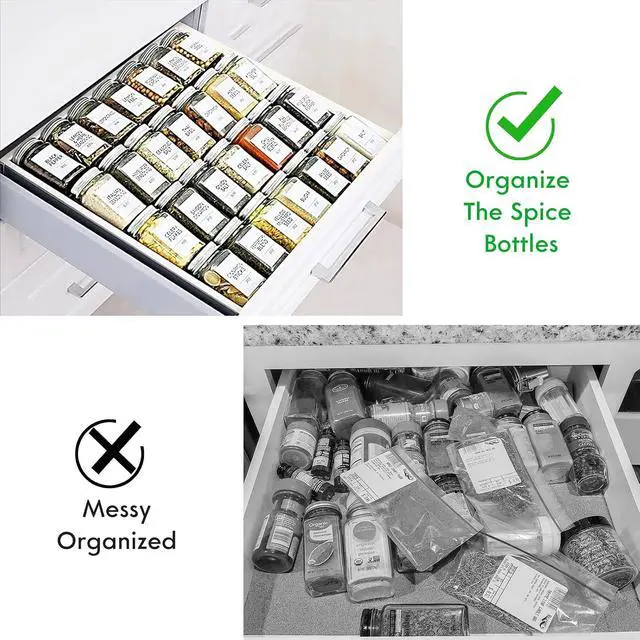 Alt view image 6 of 6 - Spice Drawer Organizer for Kitchen, Adjustable Expandable Spice Rack Tray Insert 4 Tiers for Cabinet Drawer, 12.8" Wide x 17.5" Deep