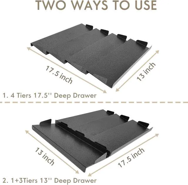 Alt view image 3 of 6 - Spice Drawer Organizer for Kitchen, Adjustable Expandable Spice Rack Tray Insert 4 Tiers for Cabinet Drawer, 12.8" Wide x 17.5" Deep
