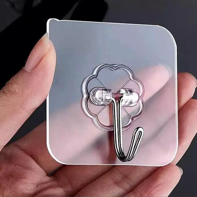 Alt view image 2 of 7 - Adhesive Wall Hook, Set Heavy-Duty Thickened self-Adhesive Hook16Pcs33lb max LoadingTransparent, Waterproof, Bathroom, Outdoor, Kitchen, Doors, Practical Tools.
