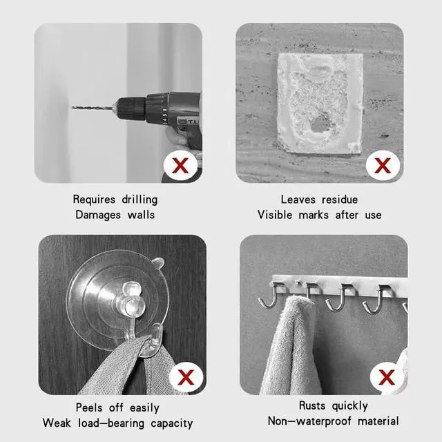 Alt view image 6 of 7 - Adhesive Wall Hook, Set Heavy-Duty Thickened self-Adhesive Hook16Pcs33lb max LoadingTransparent, Waterproof, Bathroom, Outdoor, Kitchen, Doors, Practical Tools.
