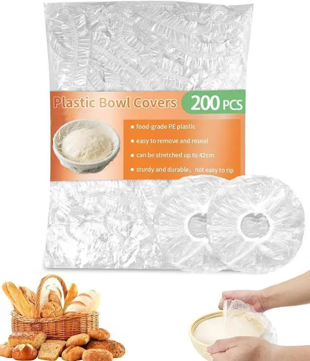 Main image of Shower Caps for Sourdough Bread, 200pcs Plastic Bowl Covers for Proofing