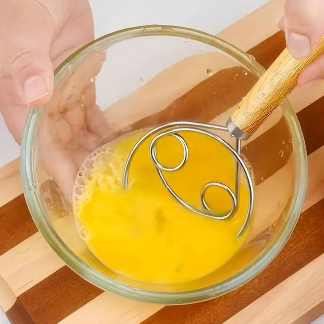 Alt view image 7 of 7 - 2Pack Danish Dough Whisk - Dough Whisk/Bread Whisk Sourdough Bread Baking Supplies for Cake Bread Pizza Pastry Biscuits, Wooden Hand Stainless Steel Ring Sourdough Baking Dough Mixer