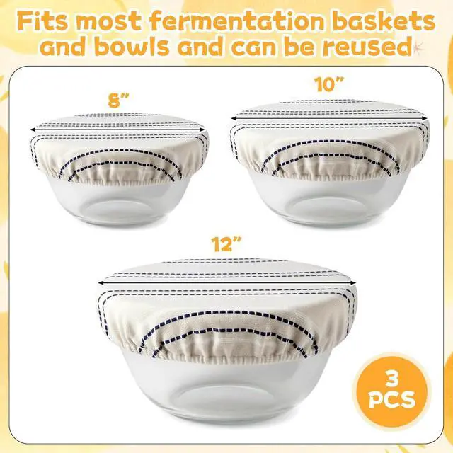 Alt view image 2 of 7 - 3 Pcs Reusable Bowl Covers for Bread Proofing, 3 Sizes 9/10/13 Inches Sourdough Bread Proofing Cover Sourdough Bowl Covers Food Storage Baking Supplies for Home Bakers