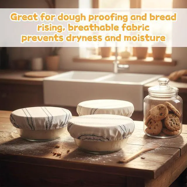 Alt view image 6 of 7 - 3 Pcs Reusable Bowl Covers for Bread Proofing, 3 Sizes 9/10/13 Inches Sourdough Bread Proofing Cover Sourdough Bowl Covers Food Storage Baking Supplies for Home Bakers