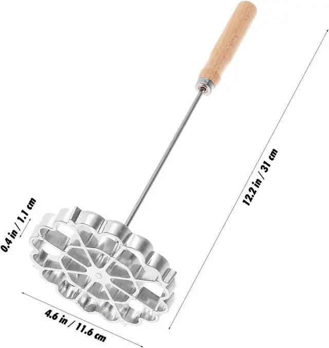 Alt view image 4 of 7 - Gatuida Kitchen Frying Snack Spoon Non-Stick Home Frying Handle Spoon with Wooden Handle 12.40 X 4.72 X 4.72 in Lightweight Cooking for Pancake Potato Pancake Home and Restaurant Use